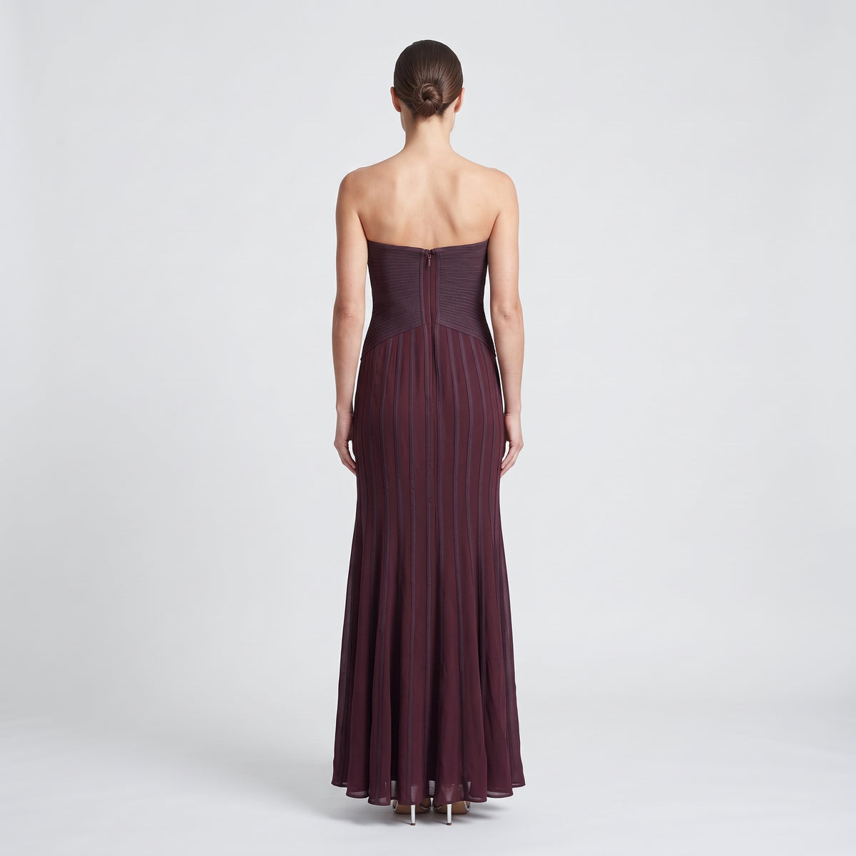 Pleated Strapless Evening Gown