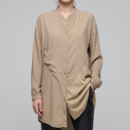 Relaxed Beige Button-Down Shirt