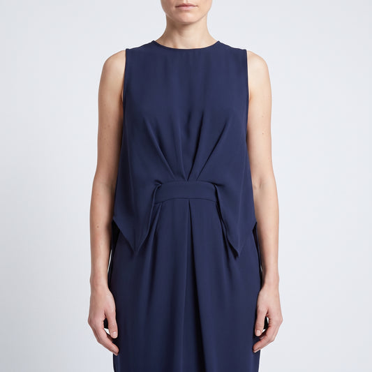 Architectural Navy Shift Dress