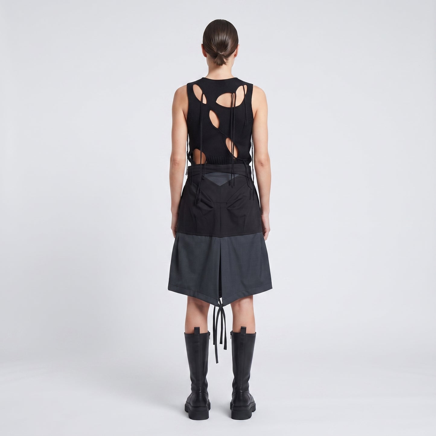 Two-Tone Tailored Wrap Shorts