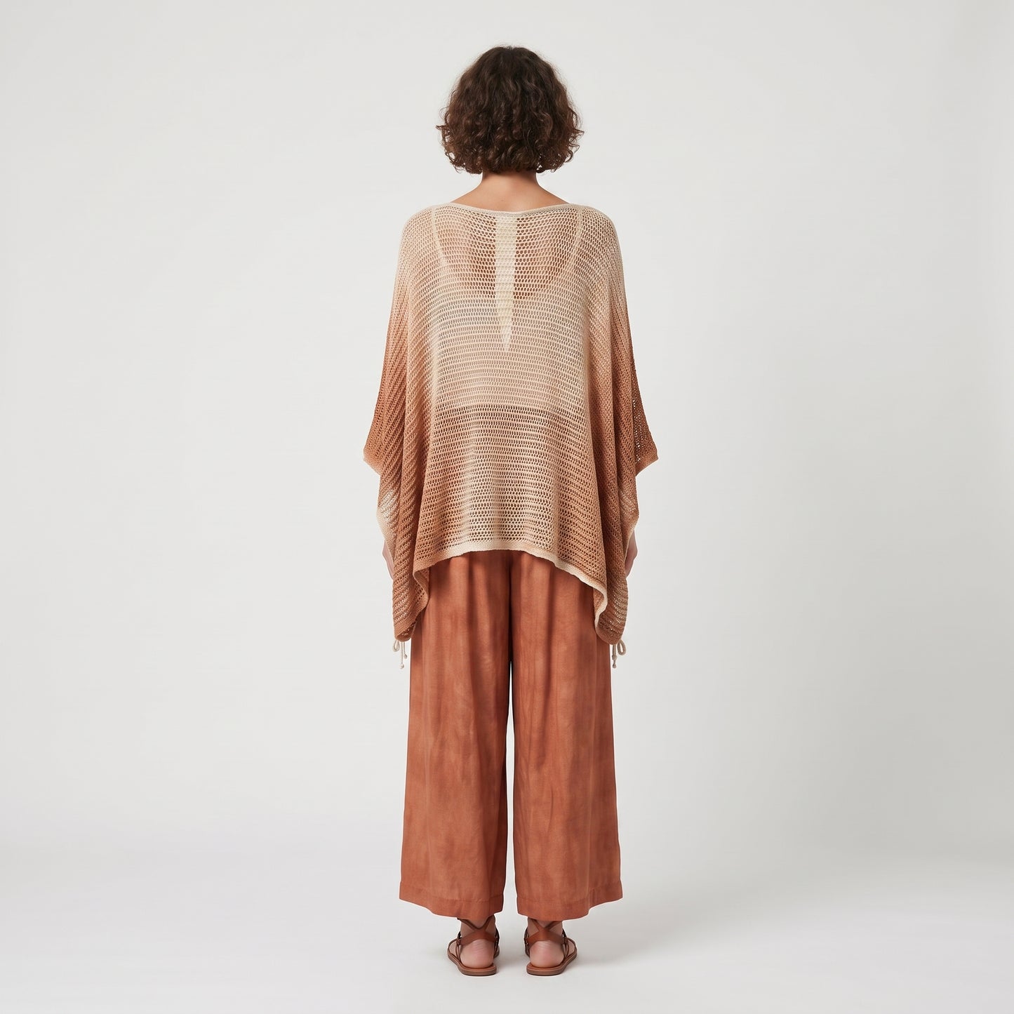 Ombre Open Knit Poncho Top