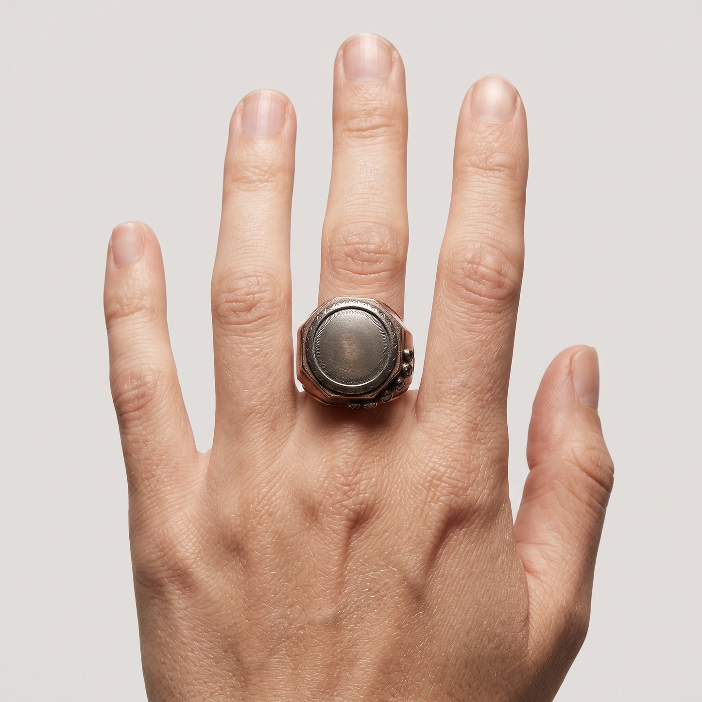 Engraved Vintage Mixed Metal Ring
