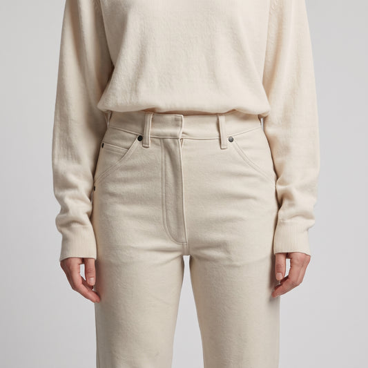 Minimalist High-Rise Cotton Trousers