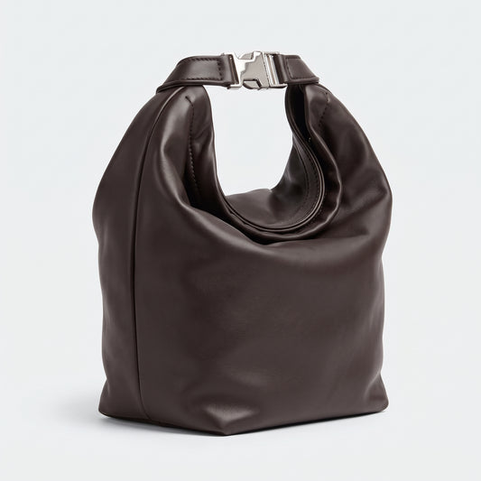 Soft Leather Buckle Hobo Bag