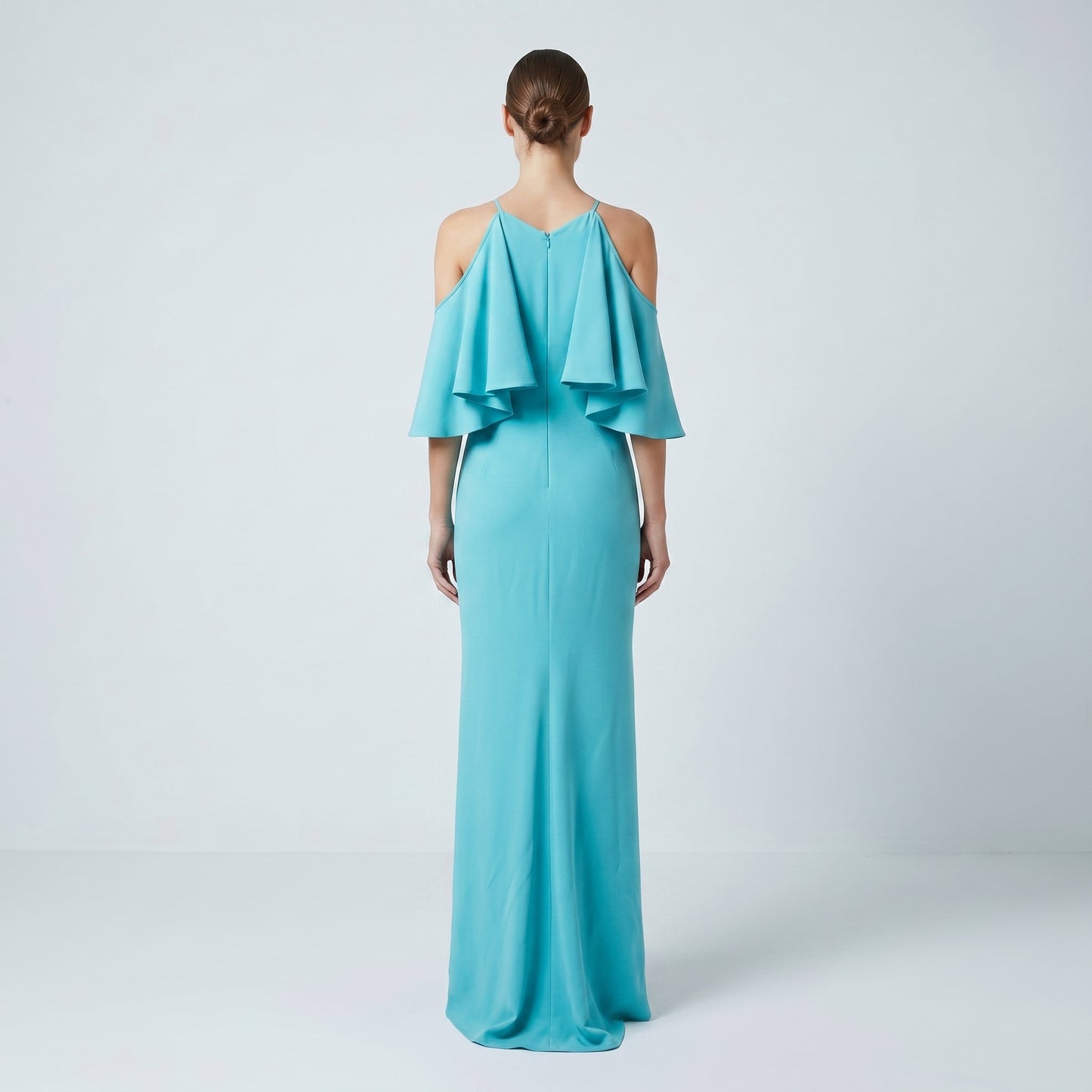Flutter Sleeve Halter Gown