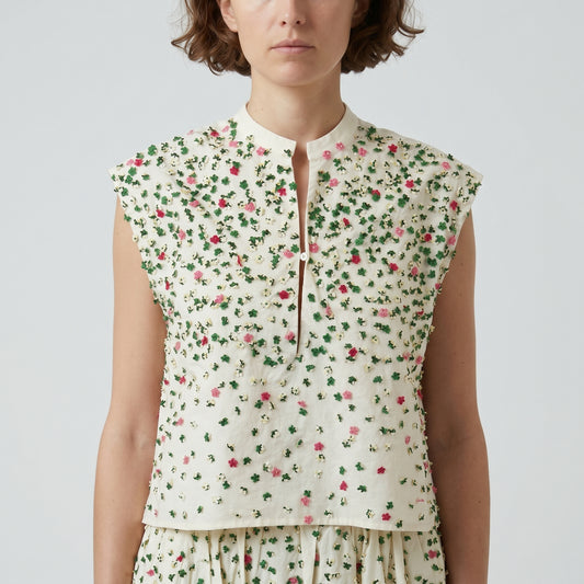 Floral Embroidered Sleeveless Top