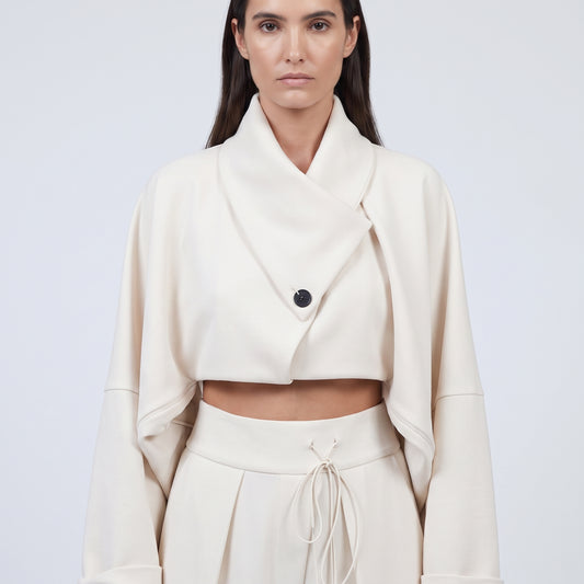 Structured Cropped Cream Jacket