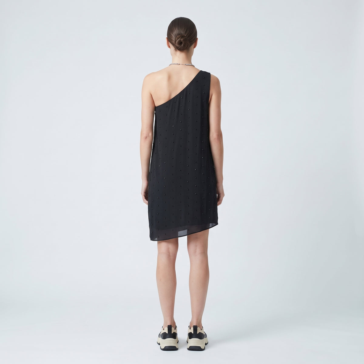 Embellished One-Shoulder Mini Dress