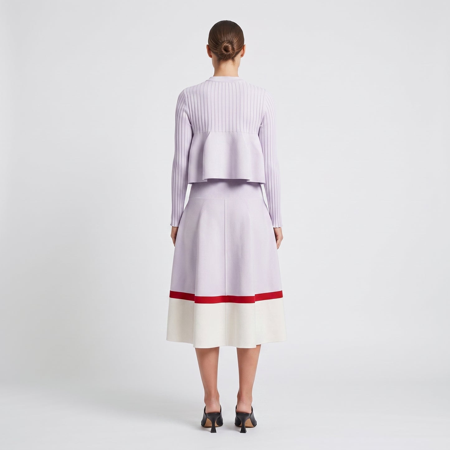 Colorblock Ribbed Knit Skirt