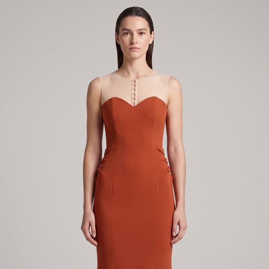 Sheer Yoke Mermaid Gown