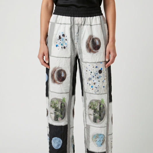 Graphic Print Wide Leg Trousers