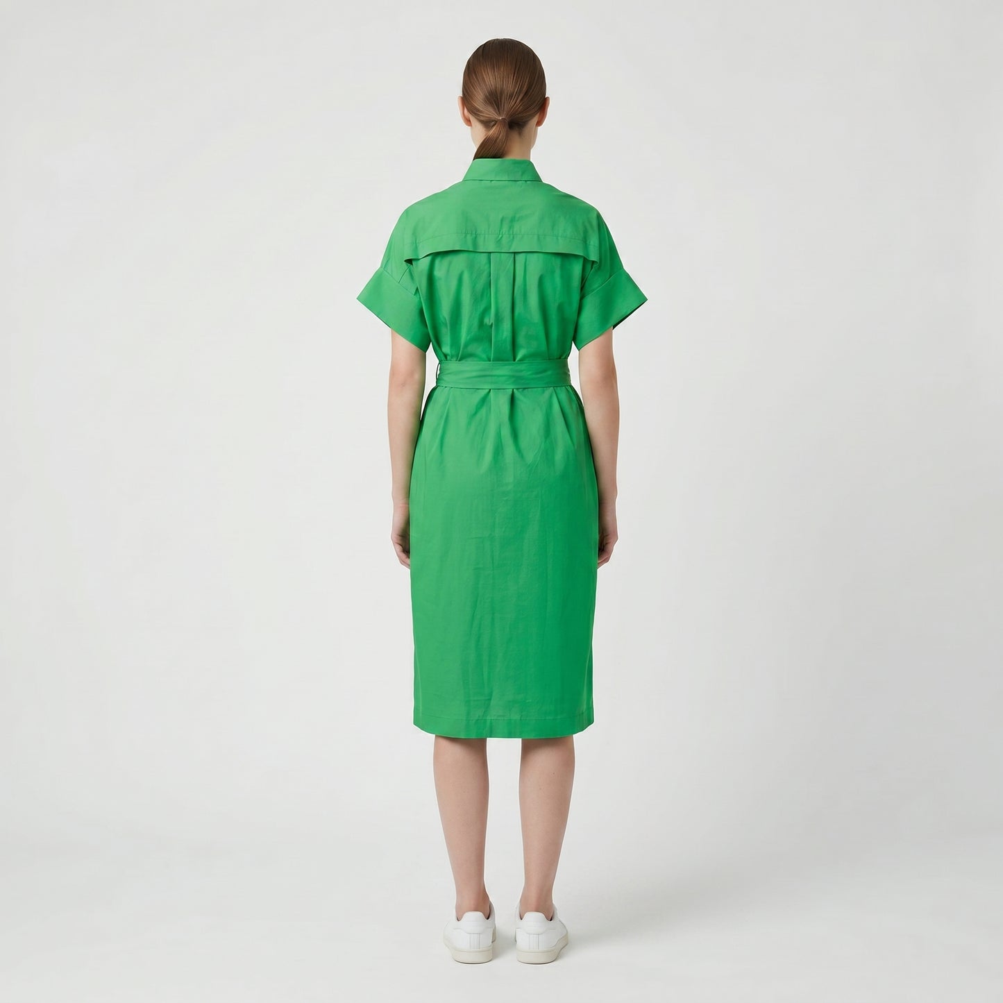 Floral Embroidered Green Shirt Dress