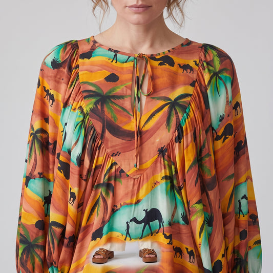 Printed Desert Landscape Blouse