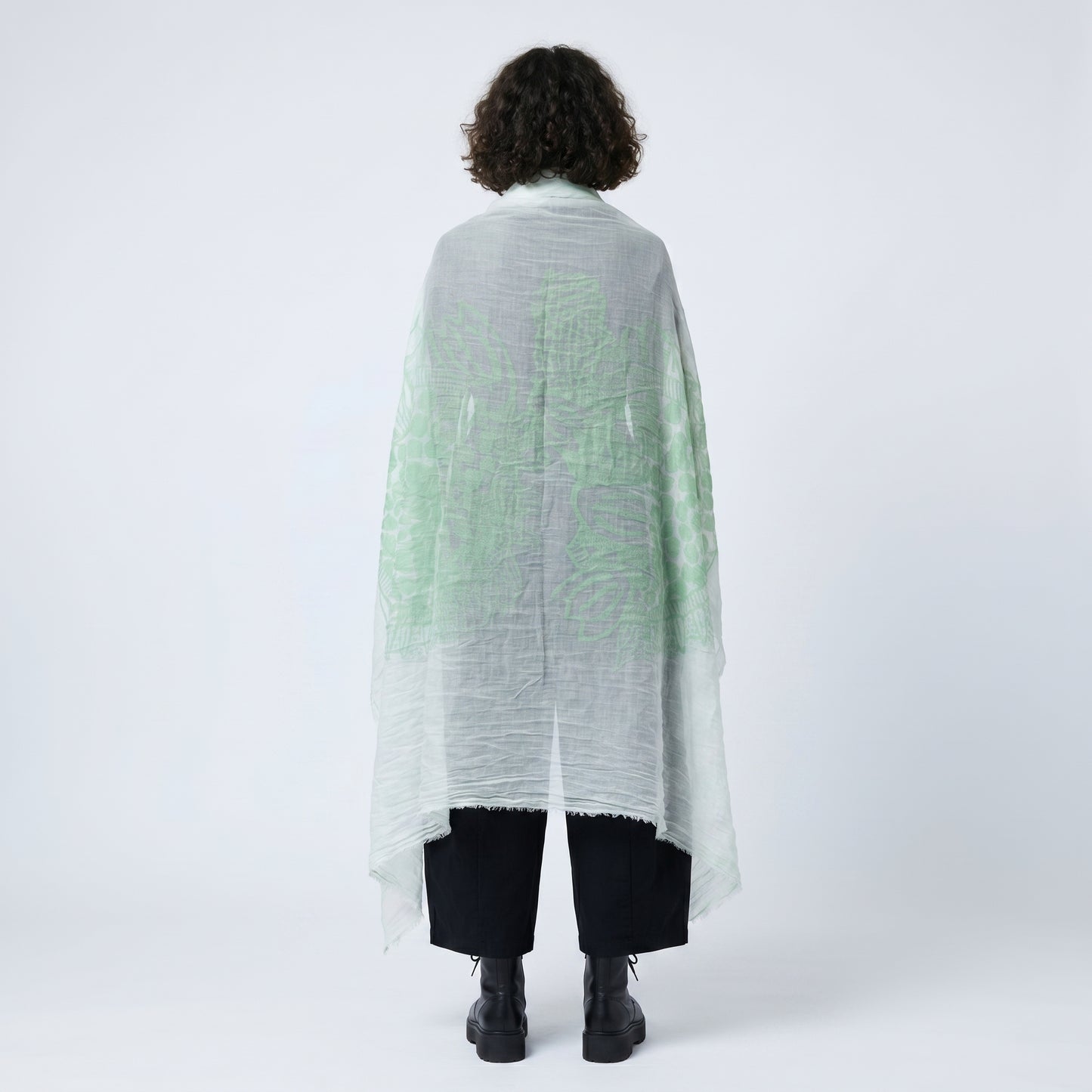 Mint Green Patterned Lightweight Scarf
