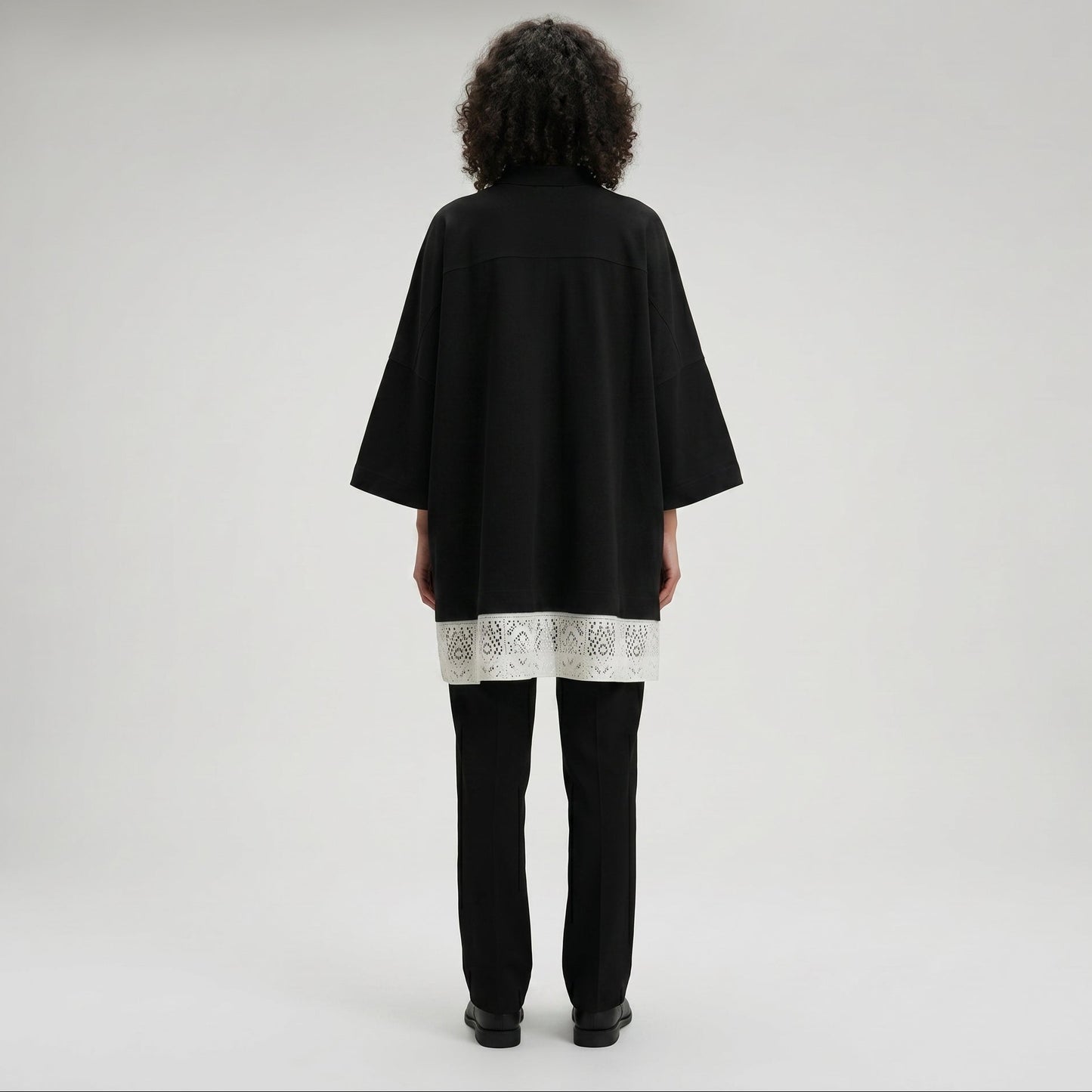 Oversized Lace-Trim Polo Shirt