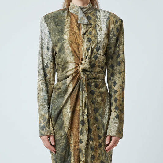 Abstract Patterned Twist Dress