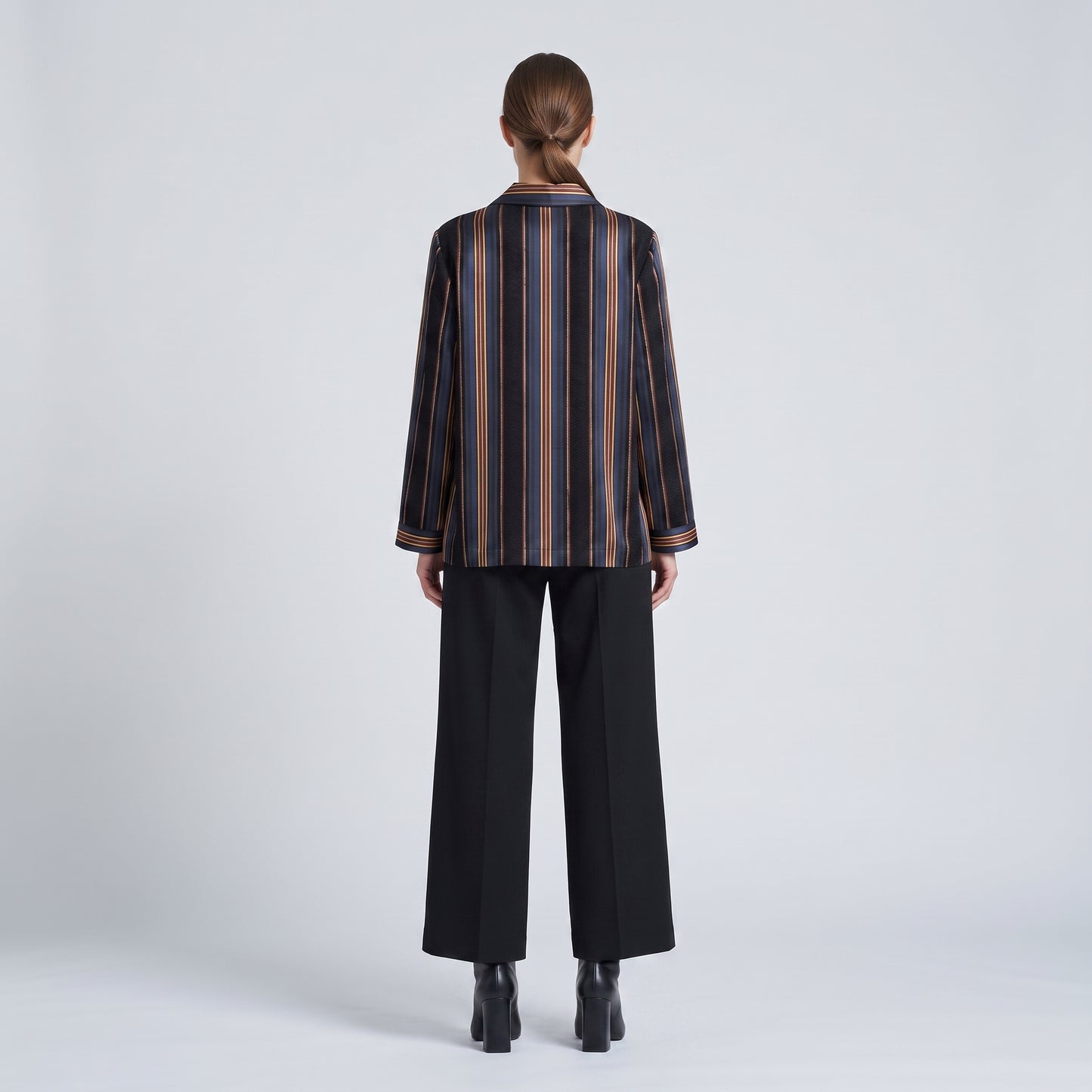 Striped Silk Velvet Panel Shirt