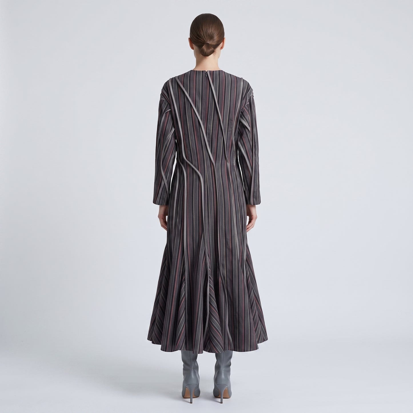 Architectural Striped Midi Dress