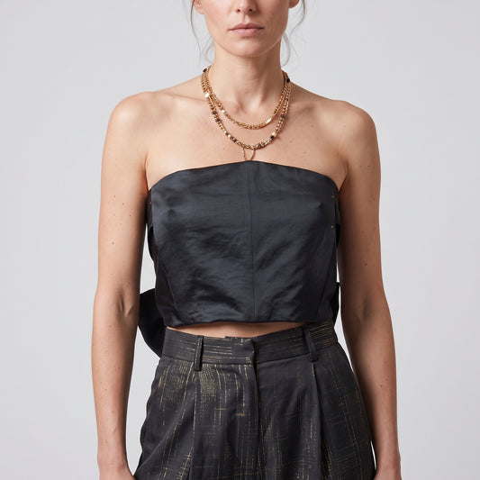 Sleek Satin Tie-Back Tube Top