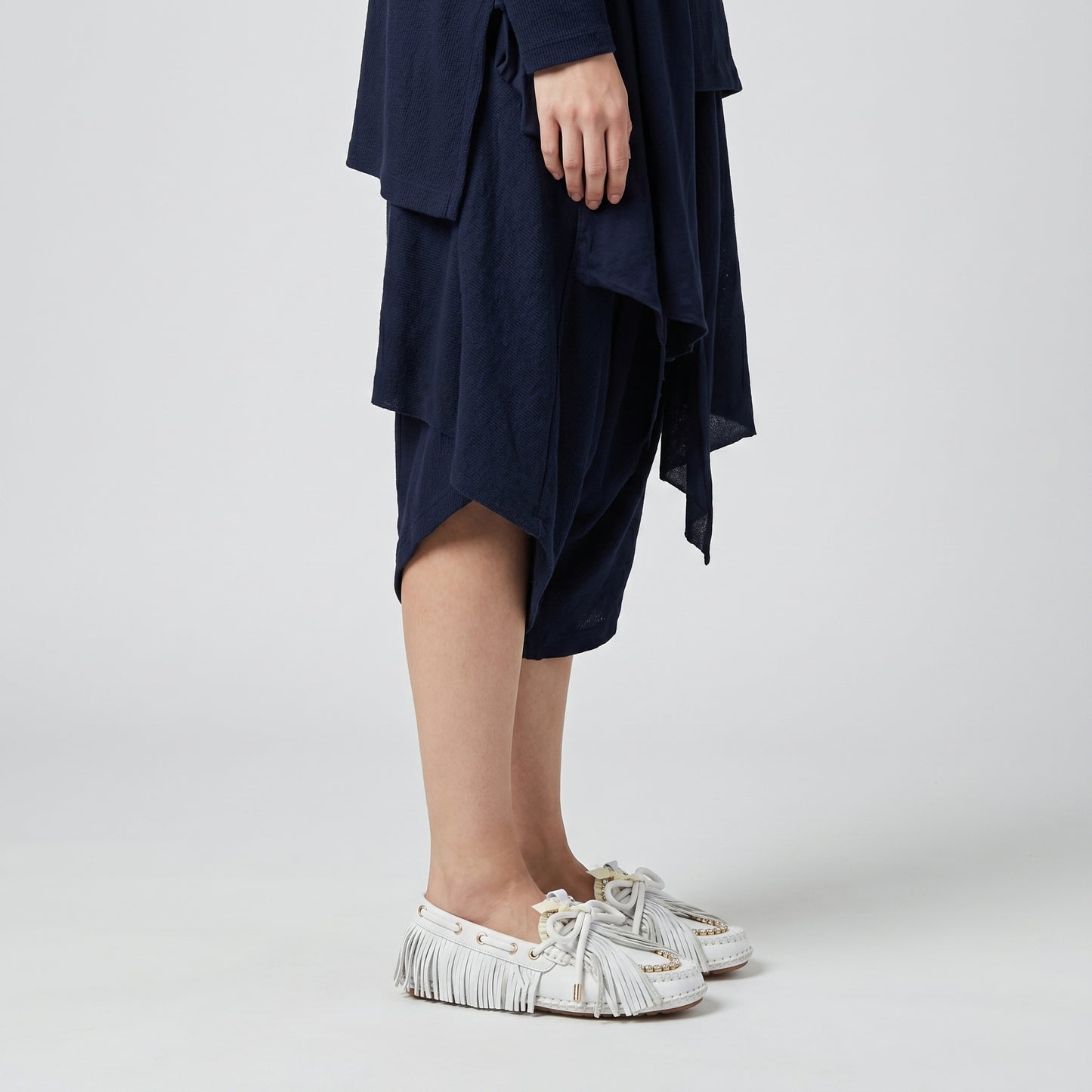Embellished Fringed Leather Loafers