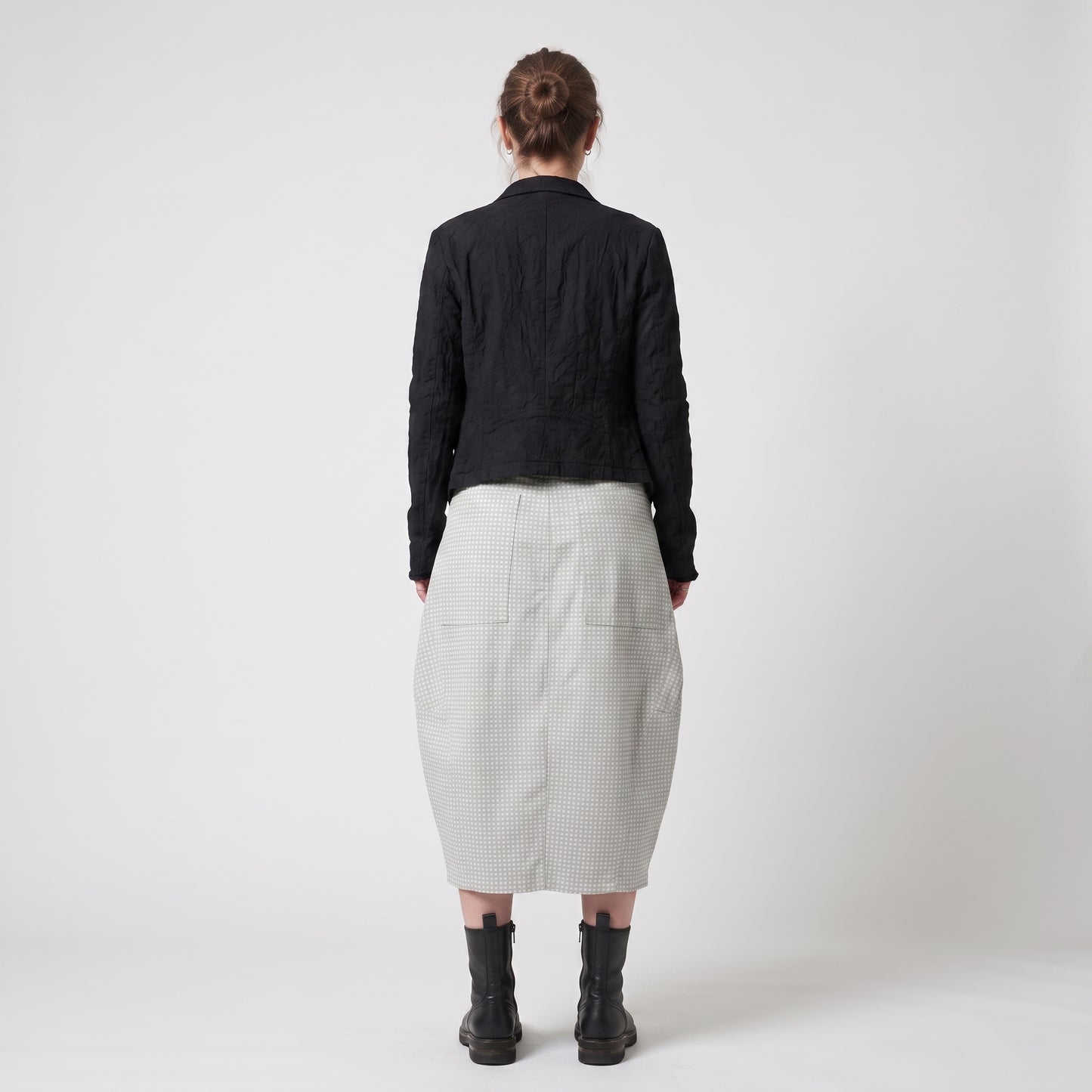 Checkered High-Waist Sculpted Skirt
