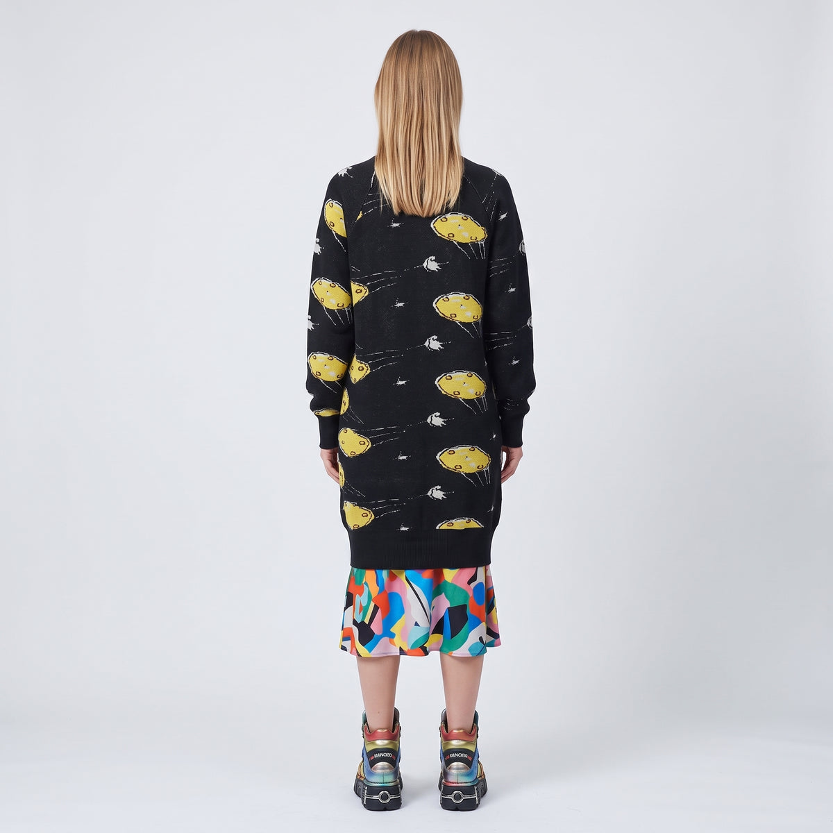 Whimsical Space Pattern Knit Dress