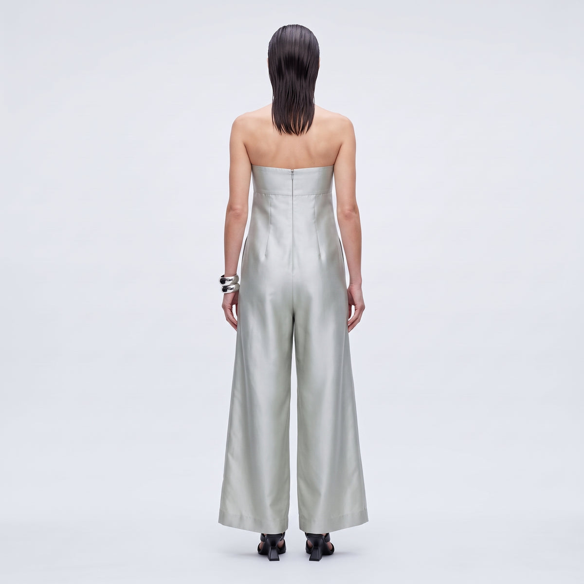 Metallic Strapless Wide Leg Jumpsuit