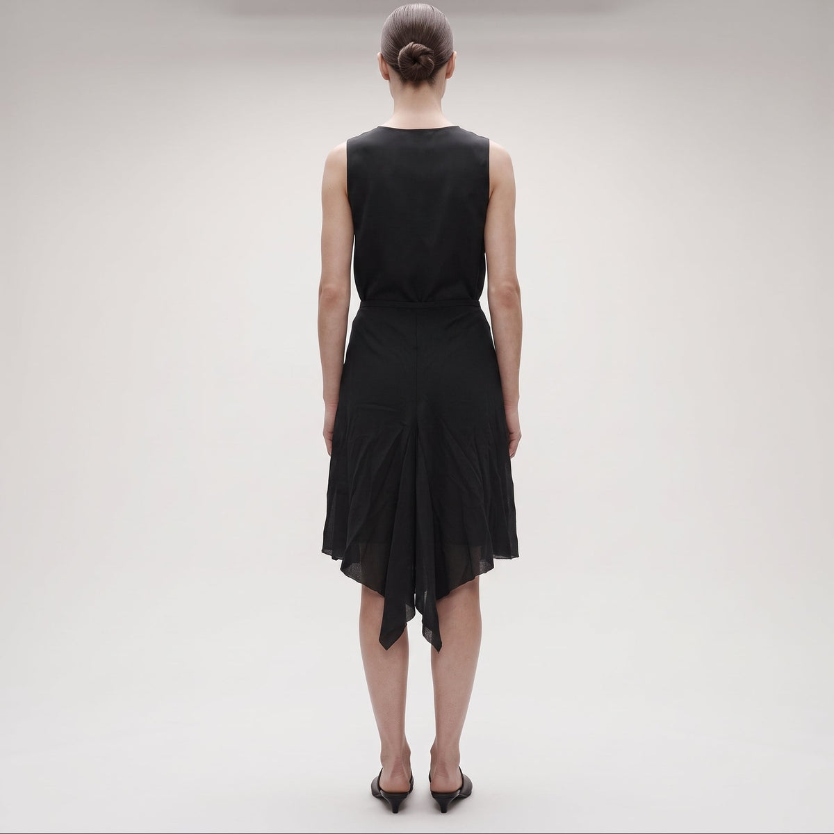 Elegant Black Asymmetric Midi Skirt