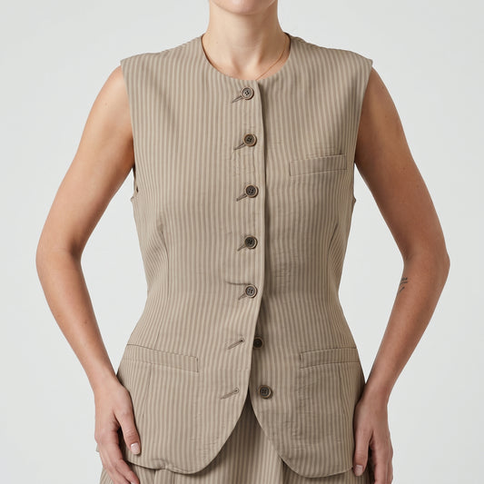 Tailored Pinstripe Asymmetrical Vest