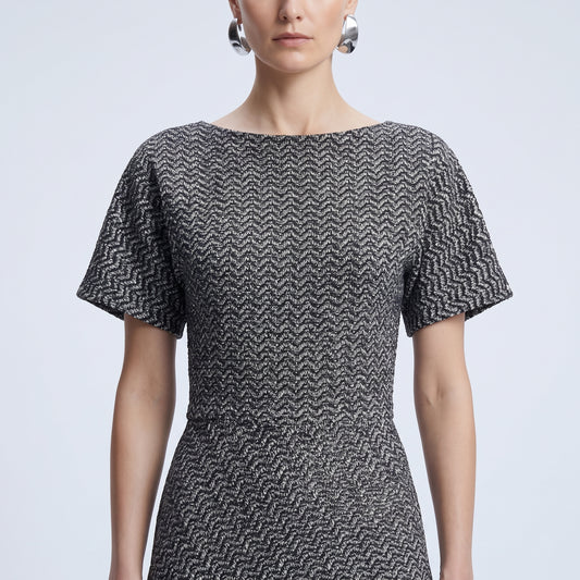 Textured Asymmetric Hem Mini Dress