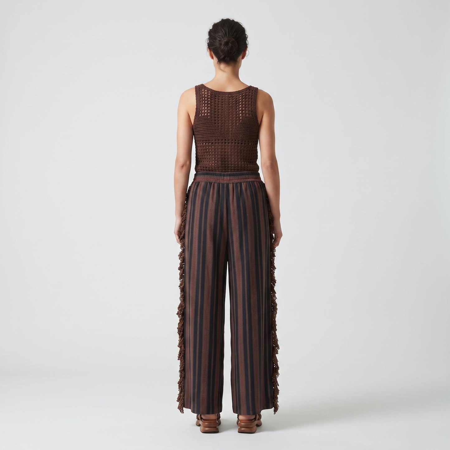 Striped Fringe Detail Trousers