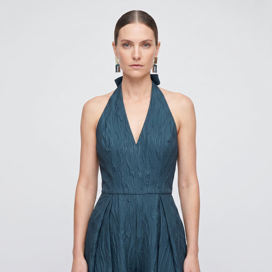 Textured Halter Neck Culotte Jumpsuit