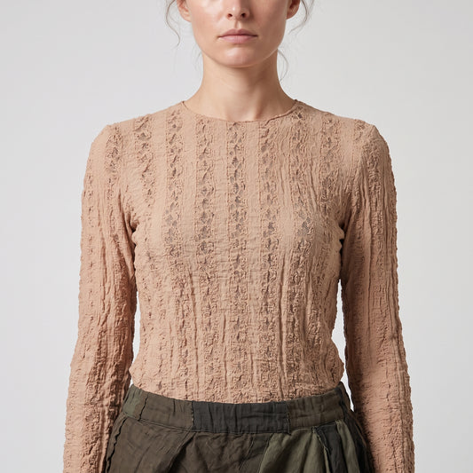Textured Long Sleeve Crewneck Top