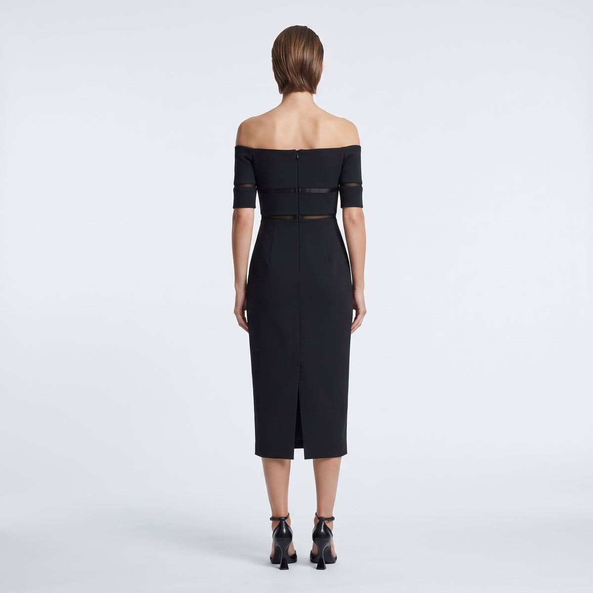 Off-Shoulder Black Pencil Dress