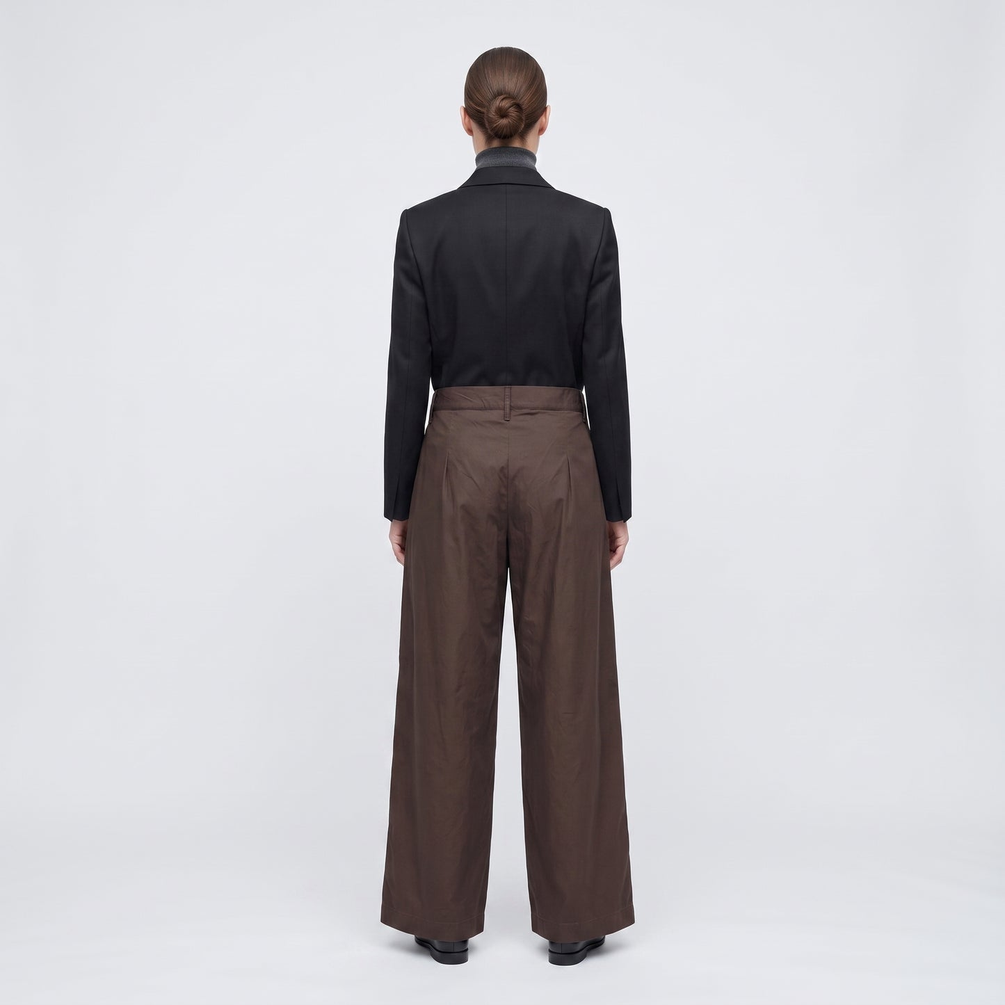 Pleated Wide-Leg Cotton Trousers