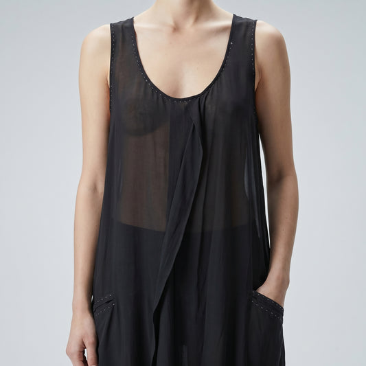 Sheer Black Sleeveless Tunic