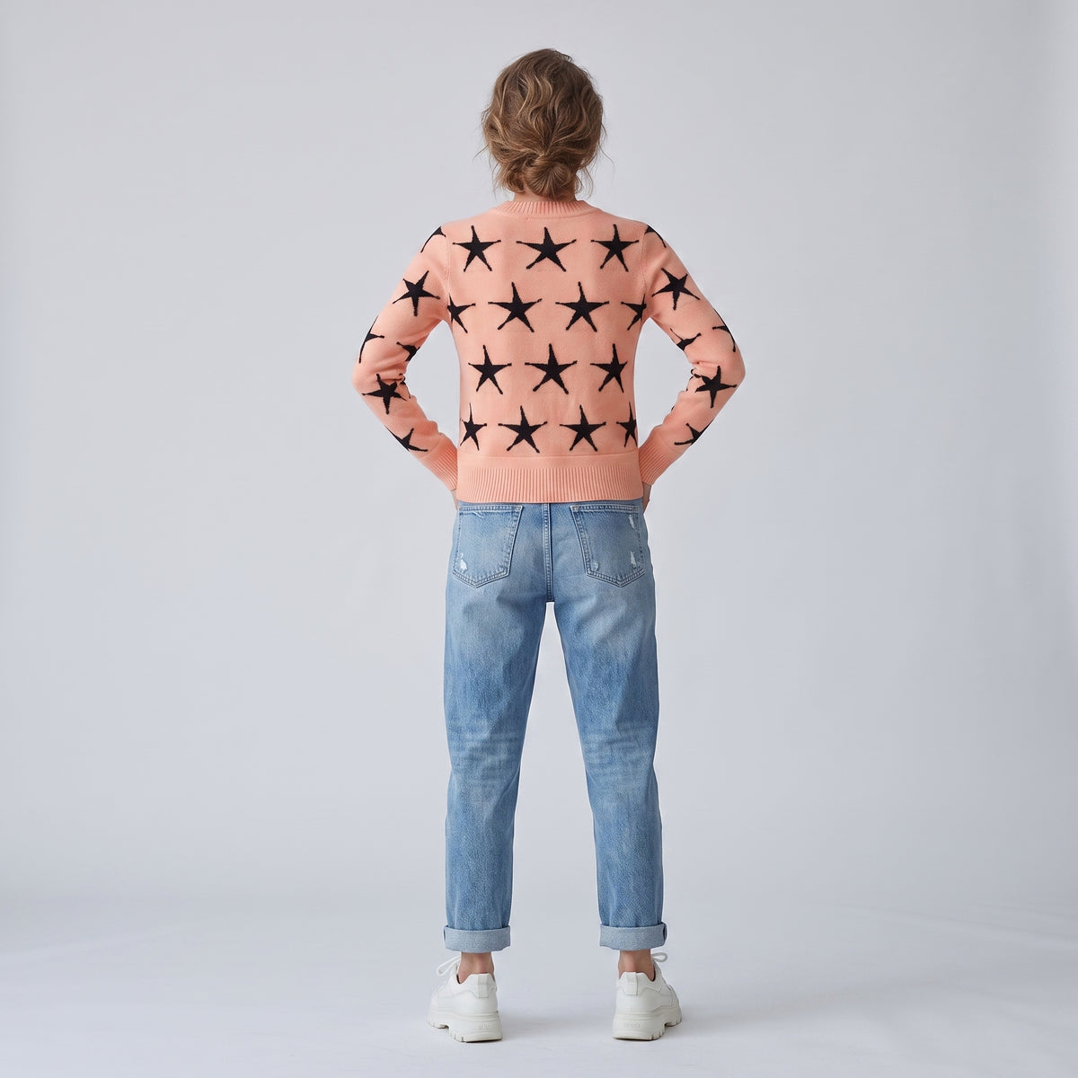 Star Intarsia Crewneck Knit Sweater