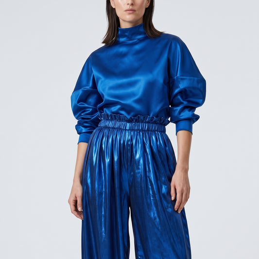 Metallic Ruched Waist Joggers