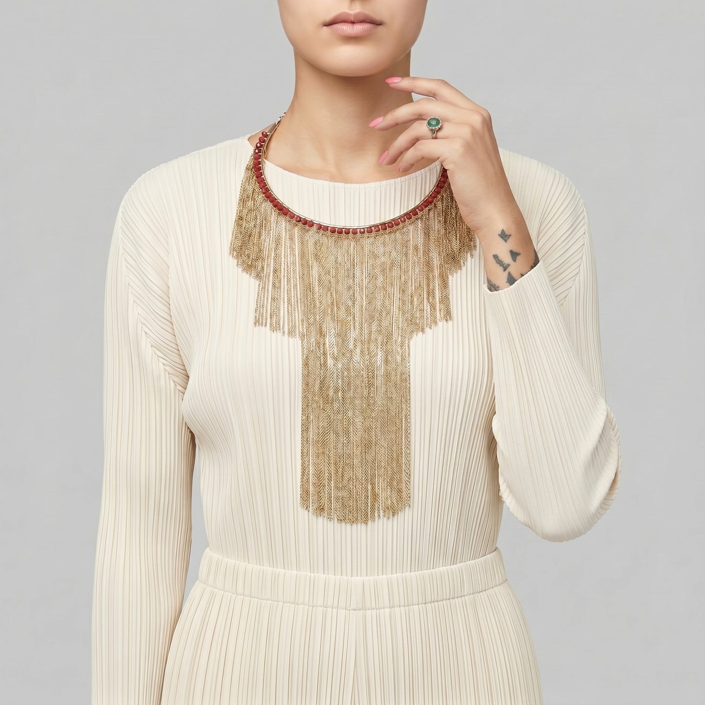 Cascading Gold Chain Statement Necklace