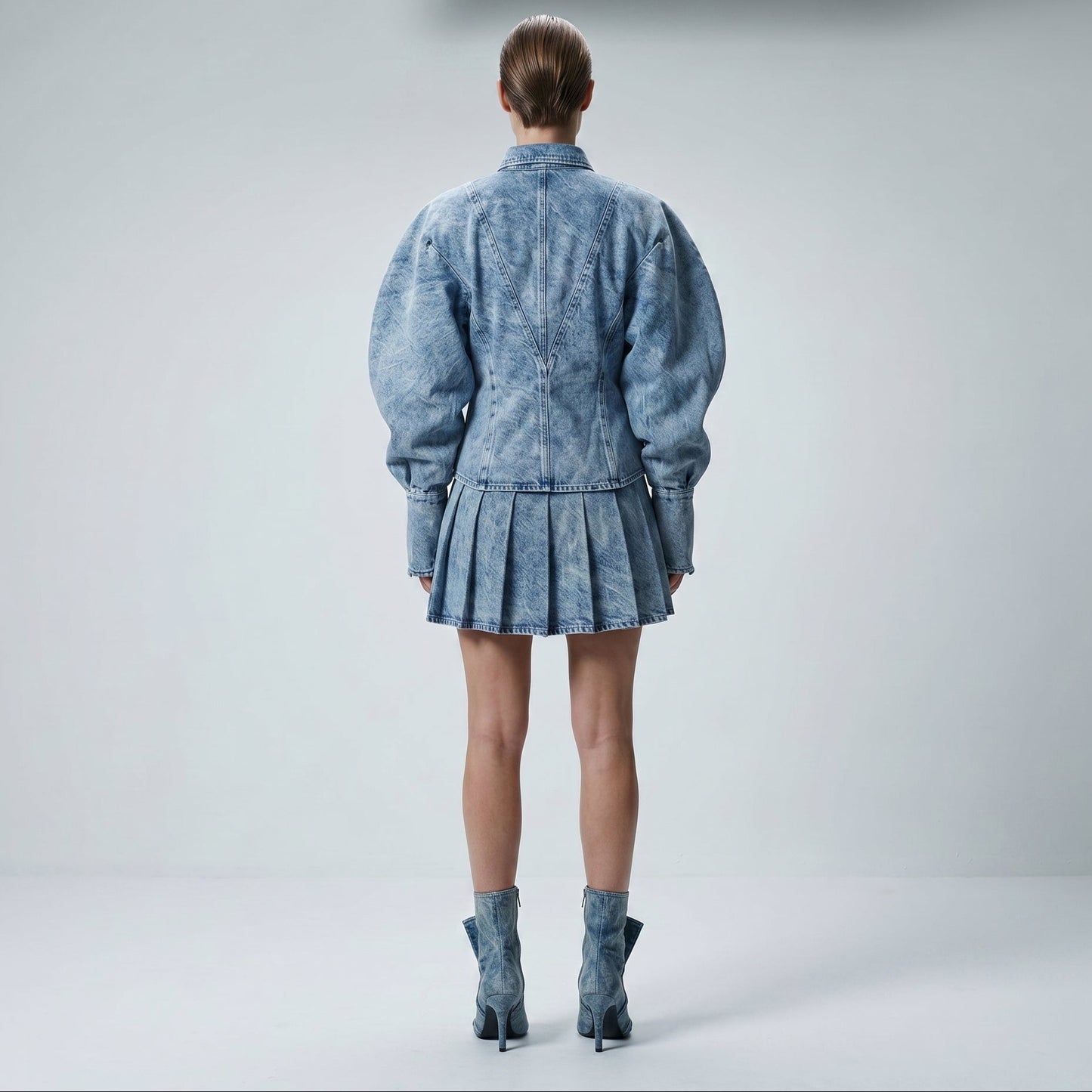 Acid Wash Denim Puff Jacket