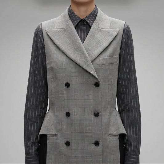 Tailored Double-Breasted Sculptural Vest