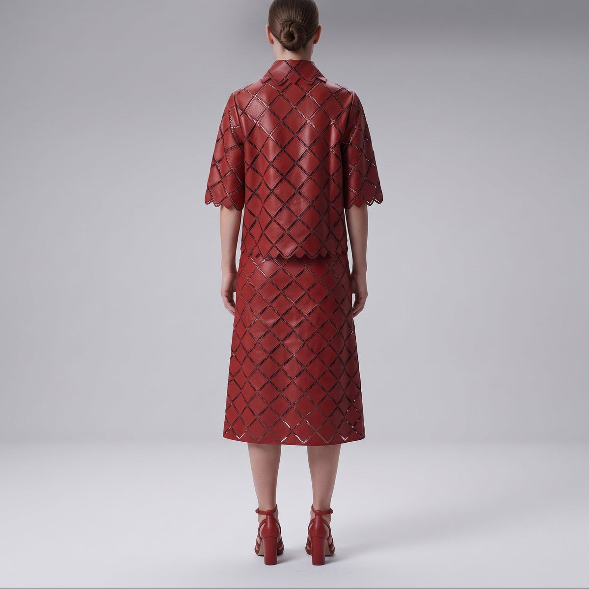 Red Laser-Cut Leather Jacket