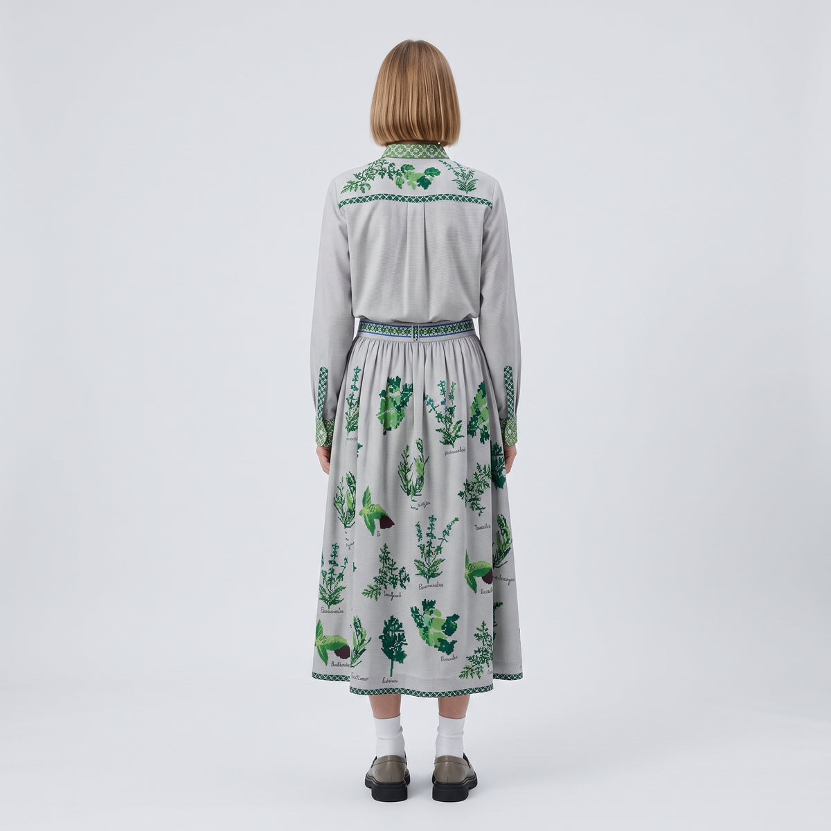 Botanical Print A-Line Skirt