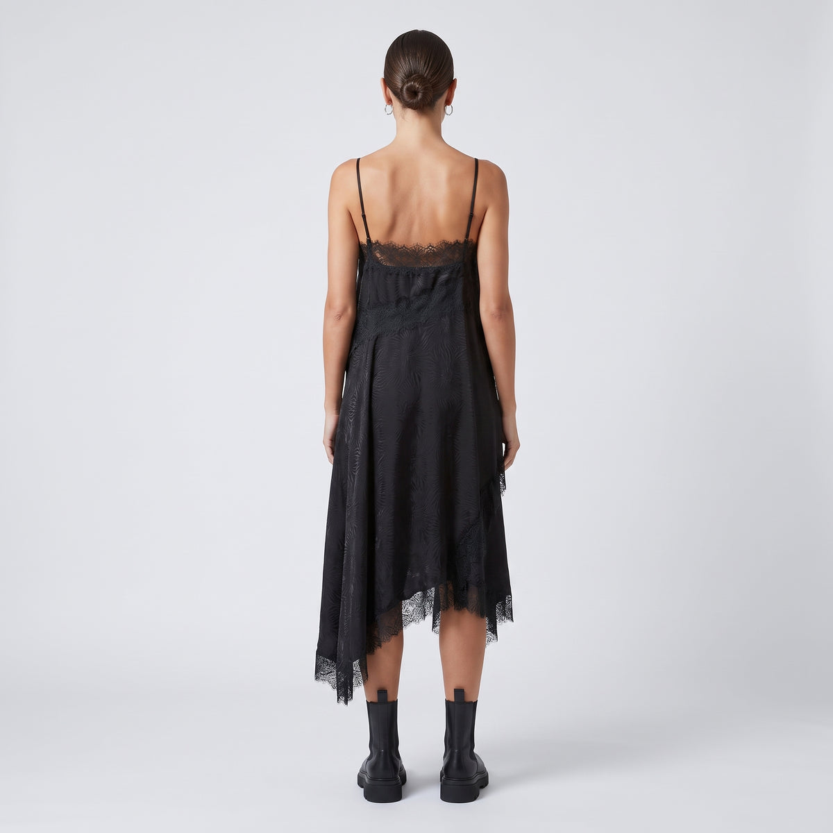 Lace Trimmed Silk Camisole Dress
