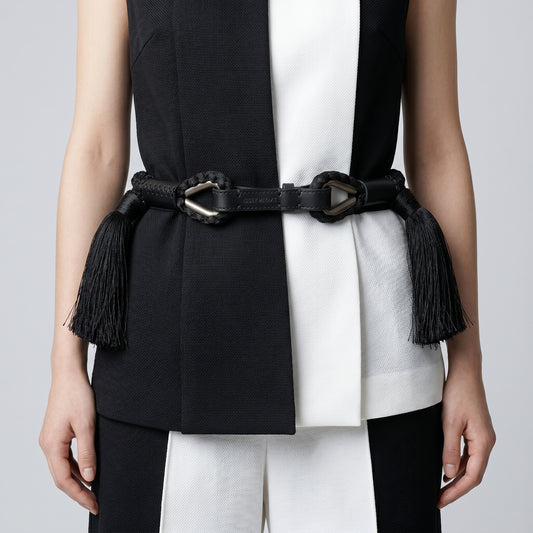 Braided Cord Tassel Belt