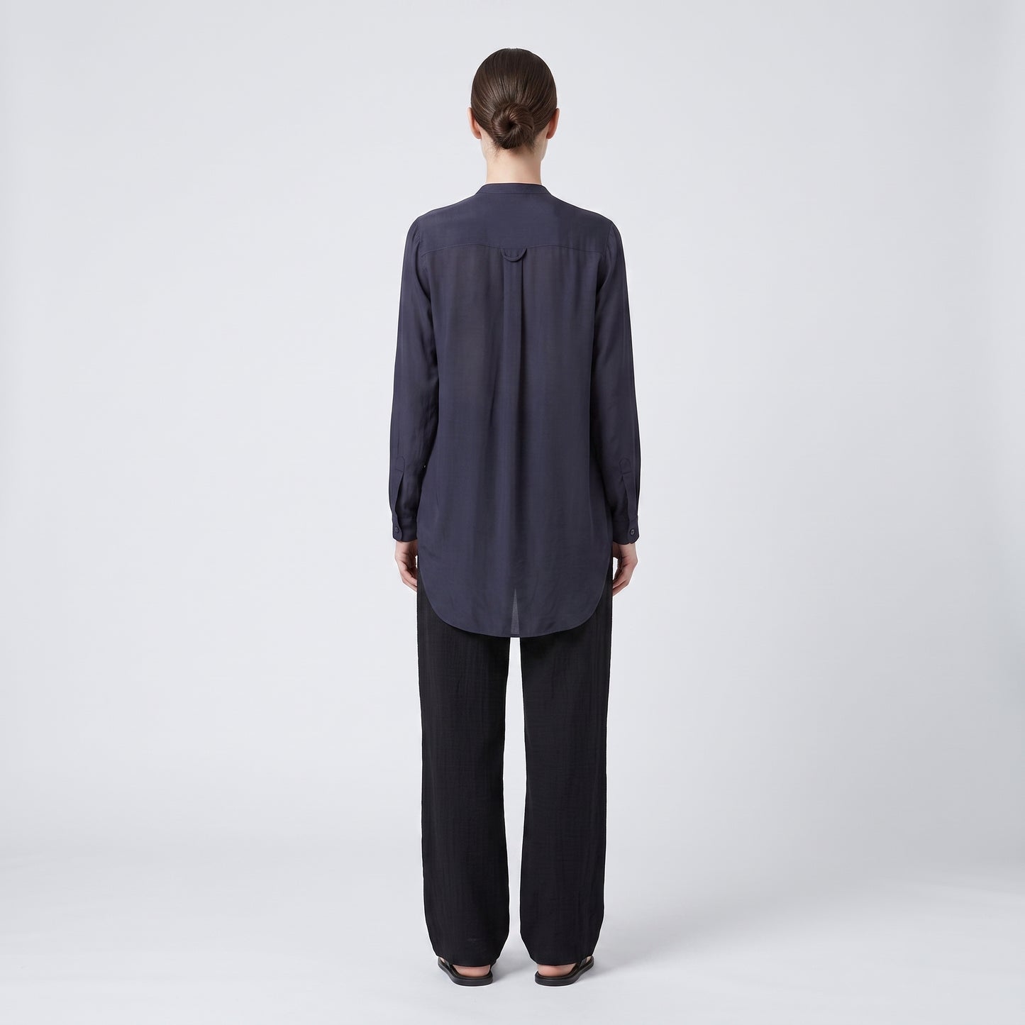 Midnight Navy Mandarin Collar Shirt