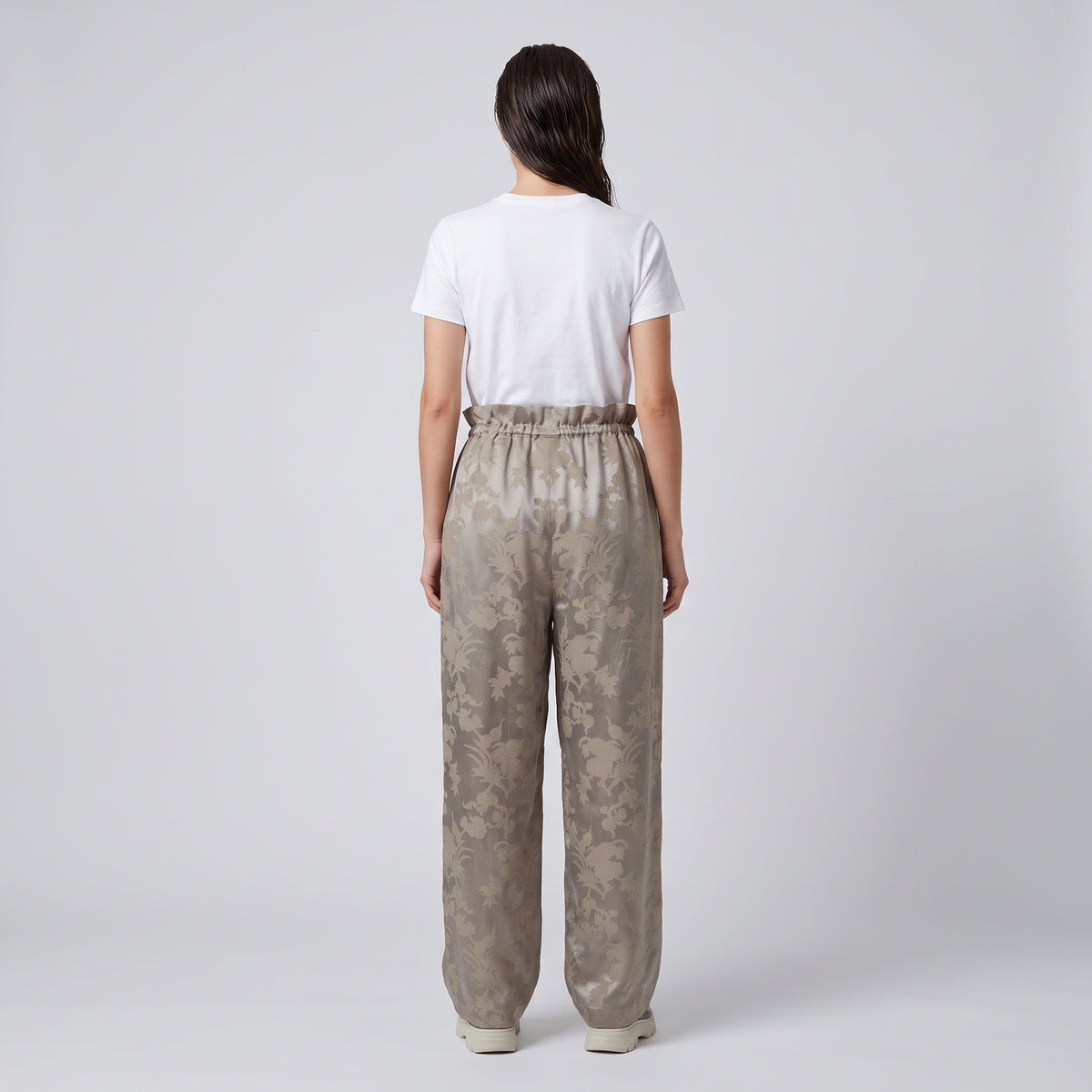 Floral Print Paperbag Waist Trousers
