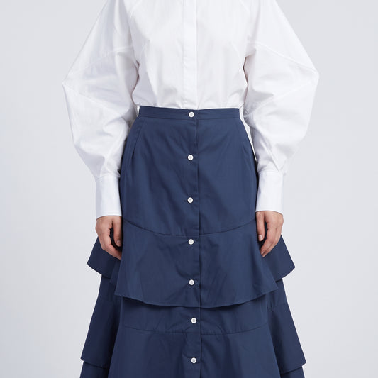Tiered Button Down Midi Skirt
