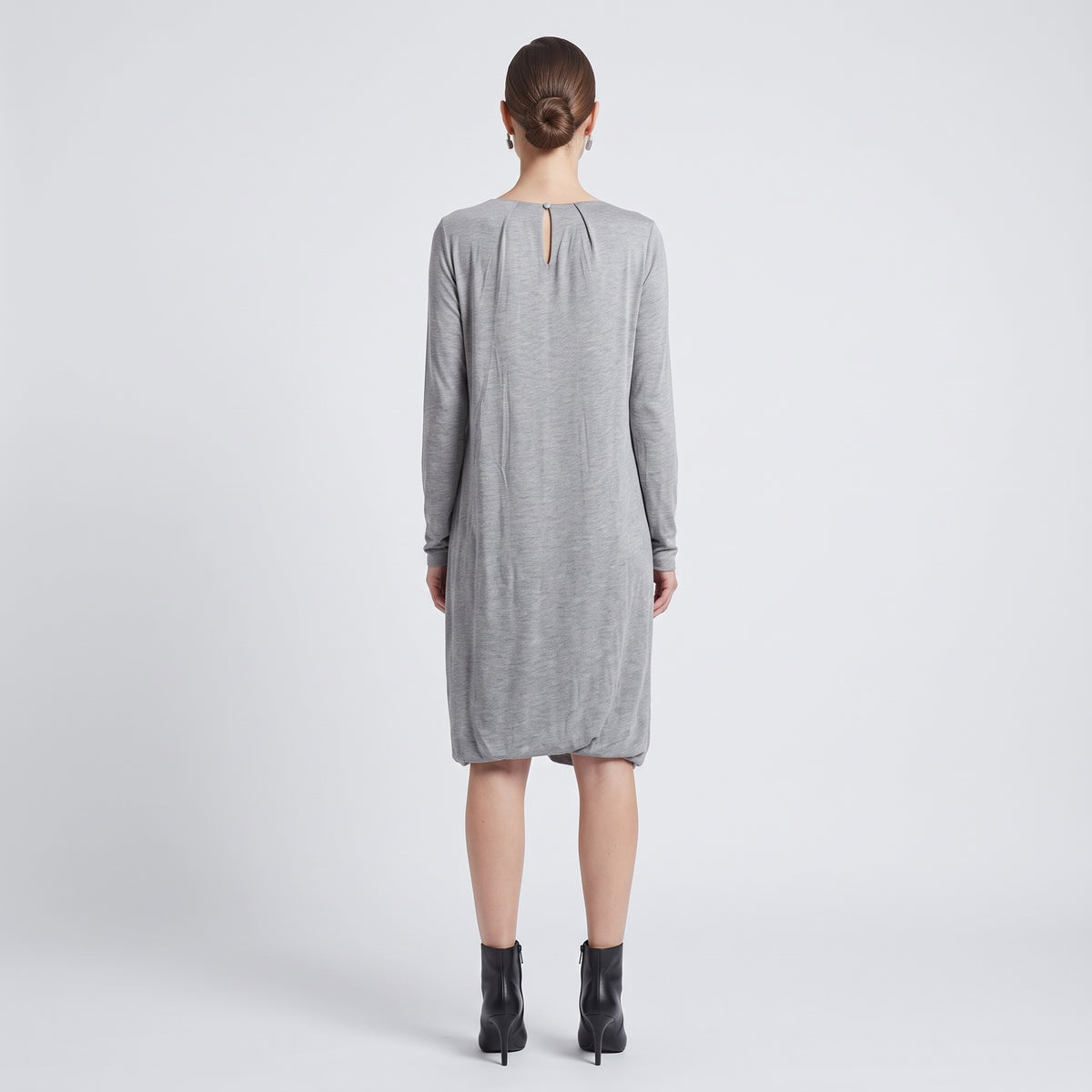 Draped Grey Jersey Mini Dress