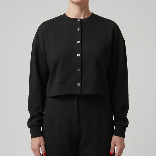 Minimalist Black Cropped Cardigan